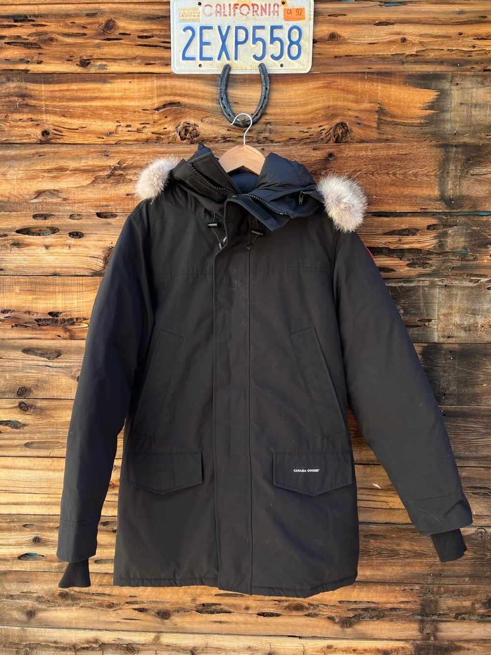 CANADA GOOSE | Men's Langford Black Parka Coat with Fur-Trim Hood M